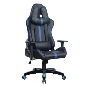 Компьютерное кресло BRABIX "GT Carbon GM-120", две подушки, экокожа, черное/синее, 531930 в Курске
