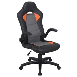 Кресло офисное BRABIX "Skill GM-005", откидные подлокотники, экокожа, черное/оранжевое, 532495 в Курске