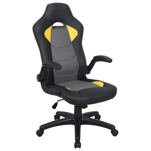 Кресло офисное BRABIX "Skill GM-005", откидные подлокотники, экокожа, черное/желтое, 532494 в Курске