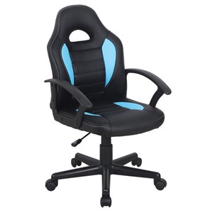 Кресло офисное BRABIX "Spark GM-201", экокожа, черное/голубое, 532505 в Курске