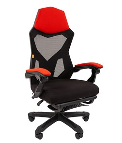 Офисное кресло CHAIRMAN 571 с подставкой для ног , сетчатый акрил / полиэстер черный/красный в Курске