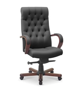 Офисное кресло для руководителя Status, натуральная кожа с компаньоном /серая/дерево - орех аида в Курске