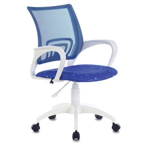 Кресло Brabix Fly MG-396W (с подлокотниками, пластик белый, сетка, темно-синее с рисунком "Space") 532405 в Курске