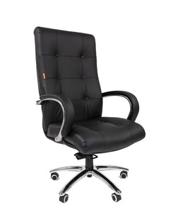 Кресло компьютерное CHAIRMAN 424 Кожа черная в Курске