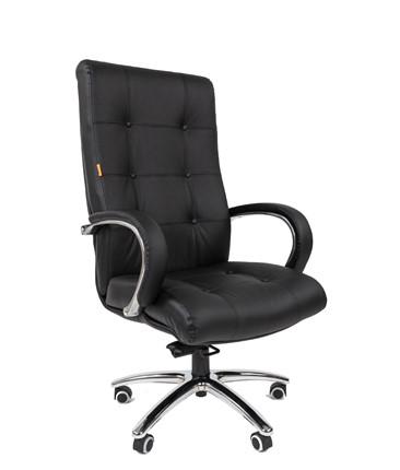 Кресло компьютерное CHAIRMAN 424 Кожа черная в Курске - изображение