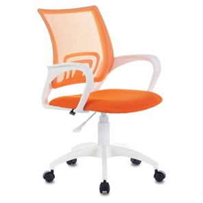 Кресло компьютерное Brabix Fly MG-396W (с подлокотниками, пластик белый, сетка, оранжевое) 532401 в Курске