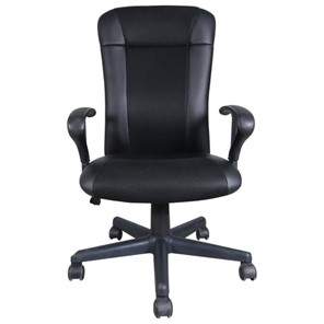 Кресло офисное Brabix Optima MG-370 (с подлокотниками, экокожа/ткань, черное) 531580 в Курске
