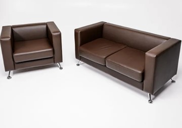 Комплект мебели Альбиони коричневый кожзам  диван 2Д + кресло в Курске