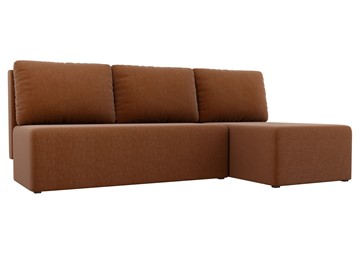 Угловой диван с оттоманкой Поло, Коричневый (рогожка) в Курске