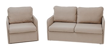 Мебельный комплект Амира бежевый диван + кресло в Курске