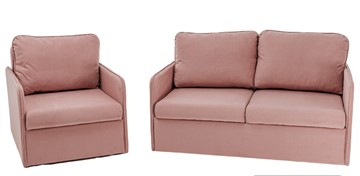 Набор мебели Амира розовый диван + кресло в Курске