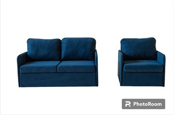 Мебельный набор Амира синий диван + кресло в Курске