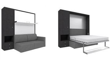 Шкаф-кровать Кровать-трансформер Smart (ШЛ+КД 1400), шкаф левый, правый подлокотник в Курске