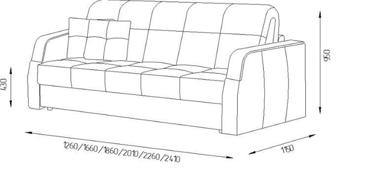 Прямой диван Турин 2 205 (НПБ) в Курске - изображение 1