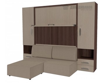 Кровать-шкаф Кровать-трансформер Smart (ШЛ+КД 1600+ШП+Пуф), 2 шкафа, без подлокотников в Курске
