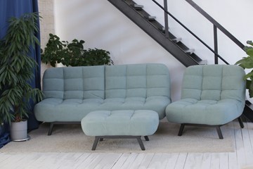 Комплект мебели Абри цвет мята кресло + диван + пуф опора металл в Курске