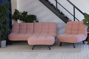 Комплект мебели Абри розовый кресло + диван + пуф опора металл в Курске