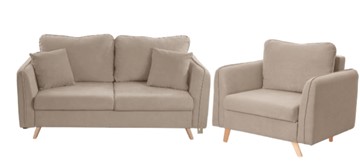 Комплект мебели Бертон бежевый диван+ кресло в Курске