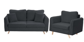 Комплект мебели Бертон графит диван+ кресло в Курске