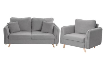 Комплект мебели Бертон серый диван+ кресло в Курске