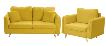 Комплект мебели Бертон желтый диван+ кресло в Курске