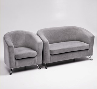 Комплект мебели Брамс  цвет серый диван 2Д + кресло в Курске