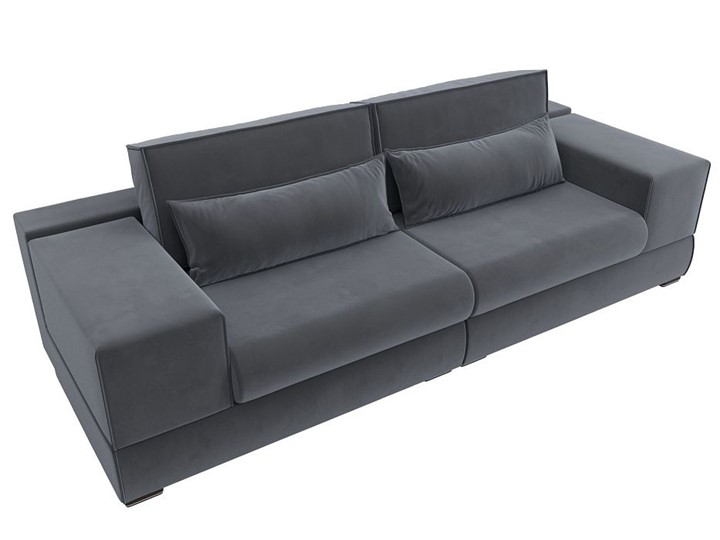 Прямой диван Лига-037, Серый (велюр) в Курске - изображение 5