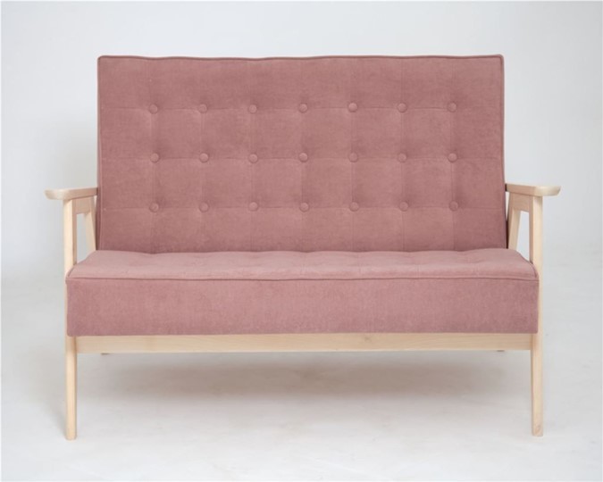 Прямой диван Ретро, двухместный (беленый дуб / RS 12 - розовый) в Курске - изображение 1