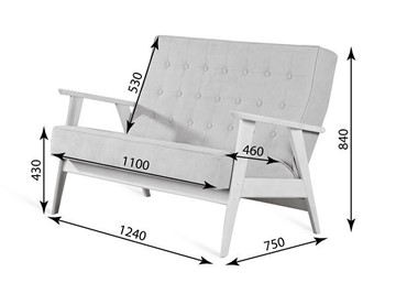 Прямой диван Ретро, двухместный (темный тон / RS32 - коричневый) в Курске - предосмотр 2