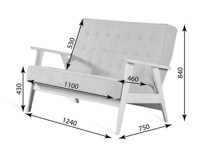 Прямой диван Ретро, двухместный (темный тон / RS32 - коричневый) в Курске - изображение 2