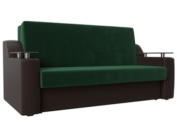 Прямой диван Сенатор Аккордеон 160, Зеленый\Коричневый (Велюр\Экокожа) в Курске
