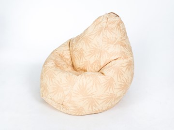Кресло-мешок Груша среднее, жаккард, бежевые листья в Курске