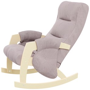 Кресло-качалка ЭЛИТ с карманами Джанни (каркас дуб, сиденье серо-розовое) в Курске