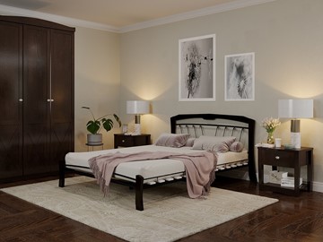 Двуспальная кровать Муза 4 Лайт, 1600, черный/шоколад в Курске