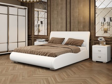 Кровать 2-спальная Corso-8 Lite 160х200, Экокожа (Белый) в Курске