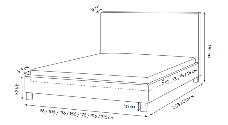 Кровать 2-спальная Rhomby 160х200, Рогожка (Тетра Бежевый) в Курске - изображение 1