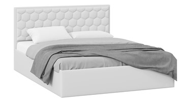 Кровать в спальню с подъемным механизмом Порто (Экокожа белая Polo) без заглушины в Курске - предосмотр