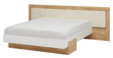 Двуспальная кровать Тоскана 1600 с декором (Дуб крафт золотой/Белый поры глубокие) с основанием в Курске