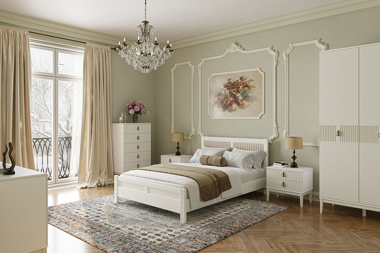 Кровать 2-спальная Фрида (белый античный) 160х200 в Курске - изображение 2