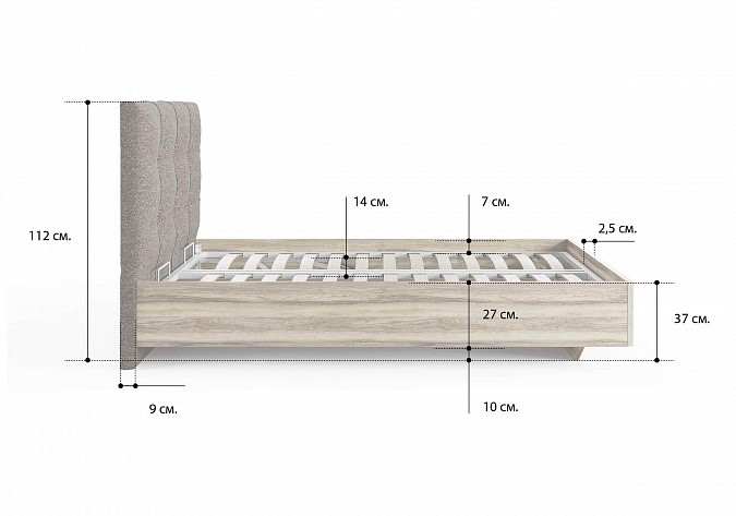 Кровать с подъемным механизмом Victoria (ясень анкор) 140х200 в Курске - изображение 1