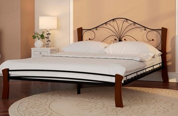 Кровать полутороспальная Фортуна 4 Лайт, 1400, черный/махагон в Курске