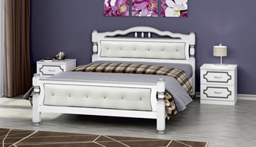 Кровать спальная Карина-11 (Белый Жемчуг, светлая обивка) 160х200 в Курске