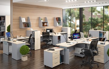 Мебель для персонала OFFIX-NEW для 4 сотрудников с двумя шкафами в Курске - предосмотр 1