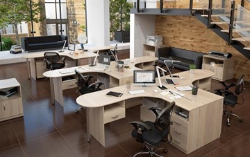 Мебель для персонала SIMPLE с эргономичными столами и тумбами в Курске