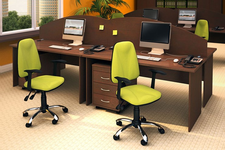 Комплект офисной мебели Moно-Люкс для 4 сотрудников с подкатными тумбами в Курске - изображение