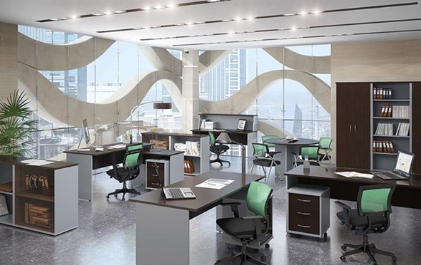 Офисный комплект мебели IMAGO четыре рабочих места, стол для переговоров в Курске - изображение