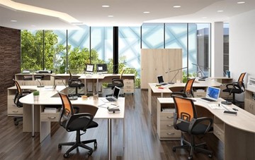 Набор мебели в офис SIMPLE с эргономичными столами, тумбами, шкафами в Курске - предосмотр
