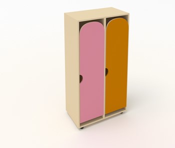 Детский 2-дверный шкаф ШГ2 Беж+Оранжевый+Розовый в Курске