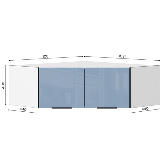Антресоль углового шкафа 45 гр Урбан ЛД 528.320.000, Белый/Капри Синий в Курске - изображение 1
