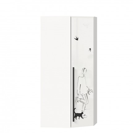 Распашной угловой шкаф Джоли 45 ЛД 535.030, Серый шелк в Курске - изображение